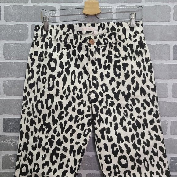 See By Chloe Animal Print Mid Rise Cropped Straight Jeans Size 40 - Picture 4 of 10